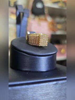 Gold Plated Pave Square Cluster Ring